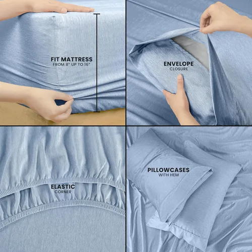 Miniatura 52 de Utopia Bedding Juego de sábanas Queen – Sábanas de 4 piezas para cama tamaño Queen, microfibra suave y transpirable, incluye 1 sábana bajera, 1 Gris