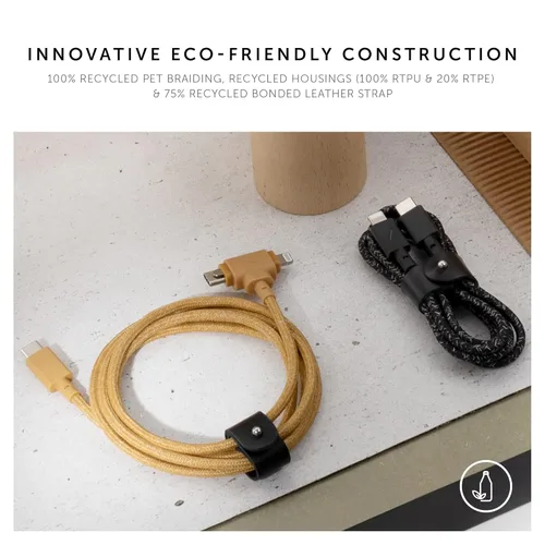 Miniatura 5 de Native Union Cable de correa Duo – Cable de carga universal trenzado ultra fuerte de 5 pies – fabricado con materiales reciclados – Conectores 2