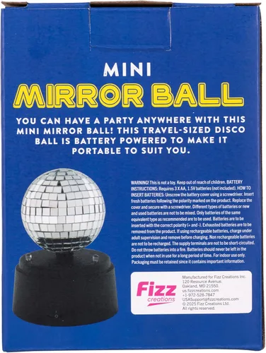 Miniatura 4 de Fizz Creations Mini Bola de Espejo de Disco LED – Luz de 5 Pulgadas Operada con Batería, Decoración de Fiesta Portátil, Lámpara de Ambiente