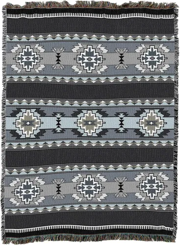 Miniatura 13 de Pure Country Weavers Rimrock Dusk Blanket XL – Inspirado en los nativos americanos del suroeste – Manta de regalo tejida de algodón – Fabricado