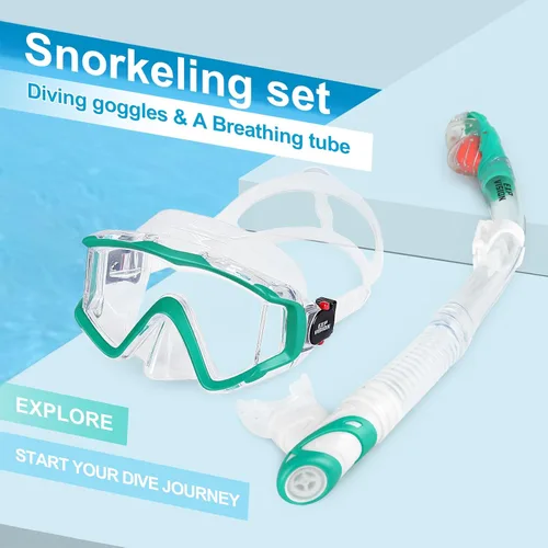 Miniatura 4 de Juego de esnórquel Pano de 3 ventanas, equipo de esnórquel para adultos, gafas de esnórquel profesionales, máscara de buceo antivaho, gafas