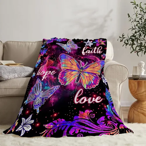 Miniatura 3 de Manta de mariposa colorida de forro polar, súper suave, acogedora y cálida, manta de felpa, regalos para niños y mujeres, 40 x 50 pulgadas
