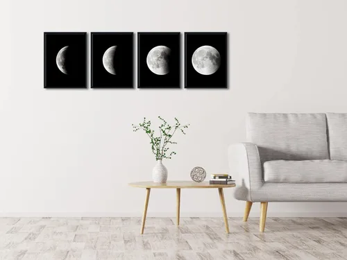 Miniatura 3 de Wieco Art Arte de pared enmarcado moderno Giclée, impresiones artísticas abstractas del espacio blanco y negro a fotos pinturas sobre lienzo, arte