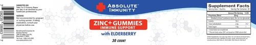 Miniatura 2 de Absolute Immunity - Gomitas de ZINC y saúco, salud del sistema inmunológico, adultos y niños, 30 unidades, paquete de 2