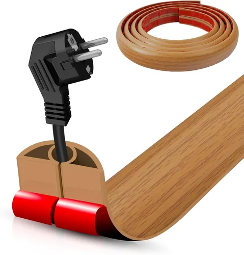 Miniatura 60 de Cubierta autoadhesiva para cables de suelo, gestión de cables de 3.3 pies, protector de tira de extensión para cables, evita tropiezos de cables
