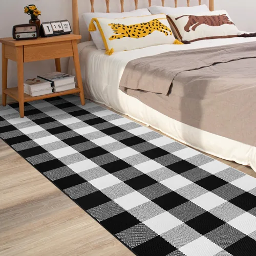 Miniatura 42 de Alfombra Buffalo Plaid Pequeña a Cuadros 2x3 Pies (61x91 cm) Naranja y Negro, Tapete para Puerta Delantera, Navidad Halloween Acción de Gracias