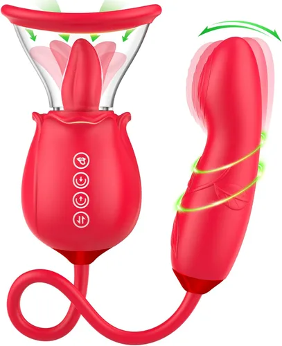 Juguete sexual de rosas para mujeres, estimulador sexual de rosas 3 en 1 mejorado para mujeres con 7 lenguas lamiendo y 3 vibradores meneantes,