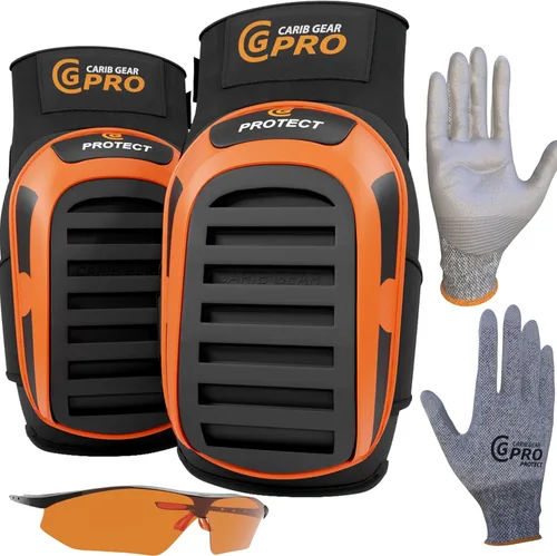 CARIB GEAR PRO Rodilleras para Trabajo de Construcción, Rodilleras Antideslizantes de Servicio Pesado para Jardinería, Instalación de Pisos y Negro