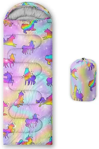 Saco de dormir para niños y niñas, colores mixtos, lunares de estrellas, ligero, cálido, portátil, para exteriores, impermeable, resistente al frío,