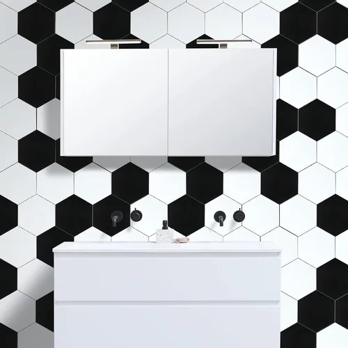 Miniatura 4 de Azulejo Hexagonal Negro de Pelar y Pegar para Salpicaduras, Azulejo de Cocina Autoadhesivo de Nido de Abeja de Aluminio para Pegar en Paredes