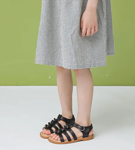 Miniatura 3 de DADAWEN Sandalias para niñas con punta abierta, lindas flores suaves, sandalias de vestir con tiras para verano, para niños pequeños, niños grandes