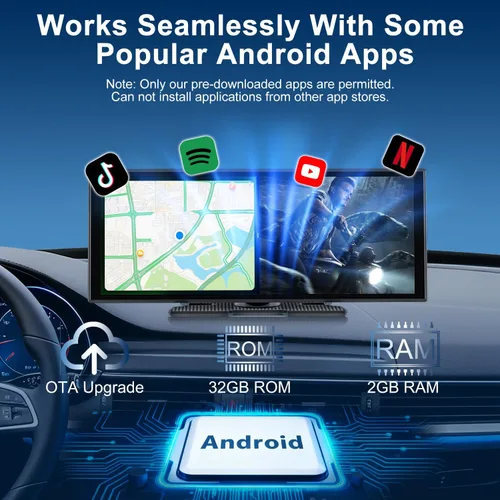 Miniatura 2 de Pantalla inalámbrica Carplay mejorada de 9 pulgadas para automóvil, aplicaciones integradas Net-Flix YouTube Tiktok, caja mágica de IA portátil