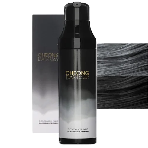 Champú de tinte coreano CHEONGDAM STYLE FOREST BLACK CHANGE CHAMPOO, semipermanente para oscurecer el color del cabello gris, volumen de cobertura