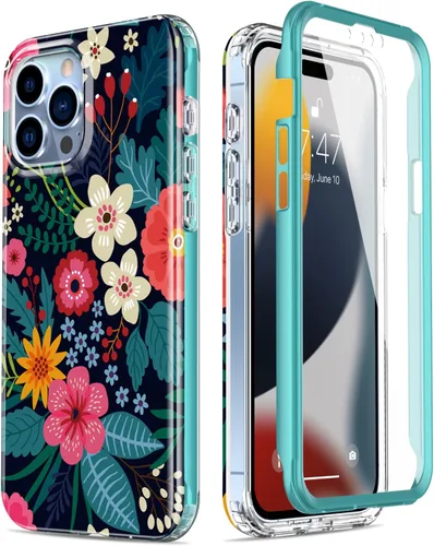 Miniatura 9 de Esdot Funda para iPhone 15 Pro con protector de pantalla integrado, funda duradera con diseños de moda para mujeres y niñas, elegante funda Piedra
