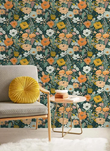 Miniatura 8 de Papel tapiz para despegar y pegar, extraíble, color verde oscuro, para dormitorio, guardería, bohemio, apto para inquilinos, papel de contacto
