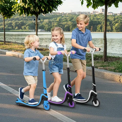 Miniatura 8 de Patinete de 2 ruedas, scooter para niños con ruedas y cubierta iluminadas, altura ajustable, 2 ruedas para niños de 5 a 7 años, scooters para niños