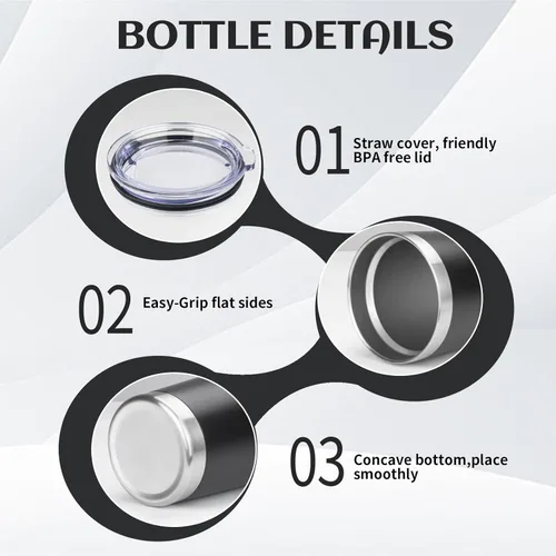 Miniatura 5 de StarSpeed Vaso de 20oz a granel con tapa, acero inoxidable de doble pared aislada al vacío, taza de café con recubrimiento de polvo para bebidas
