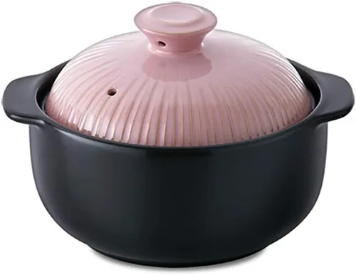 Kitchen Flower Lucia - Olla de cocina de porcelana esmaltada natural (rosa azúcar, 33.8 fl oz)
