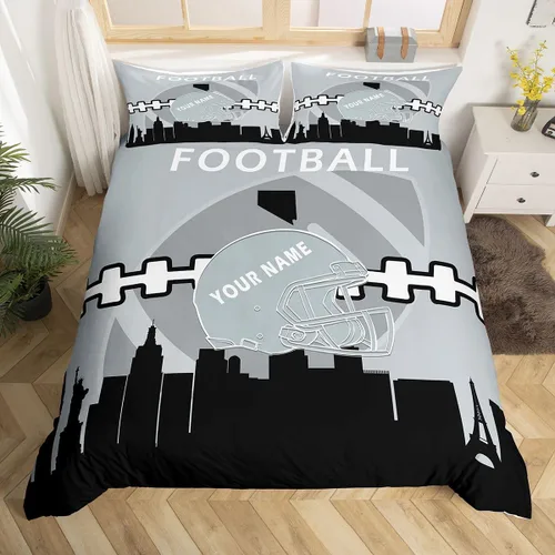 Miniatura 25 de Erosebridal Juego de funda de edredón personalizada para niños y niñas, juego de cama de jugadores de fútbol, funda de edredón de rugby con 1 funda