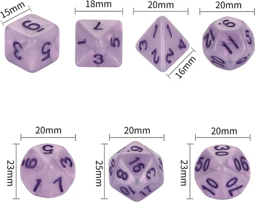 Miniatura 3 de DND Dice, 5 x 7 juegos (35 piezas) de dados de poliedro para Dungeons & Dragons RPG MTG DND juego de mesa con 1 bolsa gratis