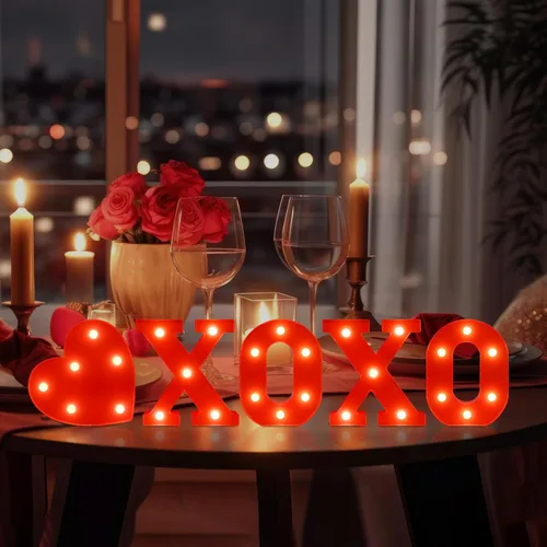 Miniatura 4 de EDYCON Letrero con luces para el día de San Valentín, decoración de mesa, letras con luz LED, funciona con pilas, para decoración del hogar, fiesta