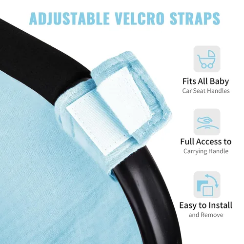 Miniatura 3 de Metplus Funda de asiento de automóvil de muselina para bebés, 100% algodón, transpirable, toldo para asiento de automóvil para verano, fundas