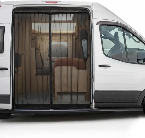 Miniatura 7 de Mosquitera magnética para puerta corrediza para campamento, mosquitera magnética para caravana, pantalla de privacidad transpirable con cremallera