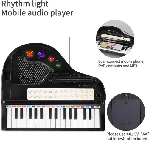 Miniatura 2 de Losbenco Juguete de teclado de piano para niños, instrumento musical electrónico para niños pequeños, juguete educativo con micrófono, múltiples