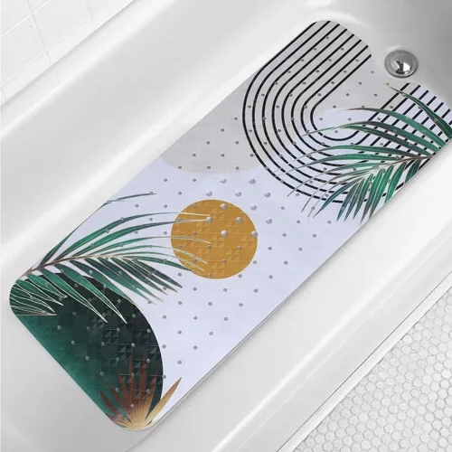 Miniatura 22 de Tapete de baño turquesa antideslizante de 40 x 16 pulgadas, extra largo, antideslizante, para bañera, tapete moderno de arte abstracto, tapete