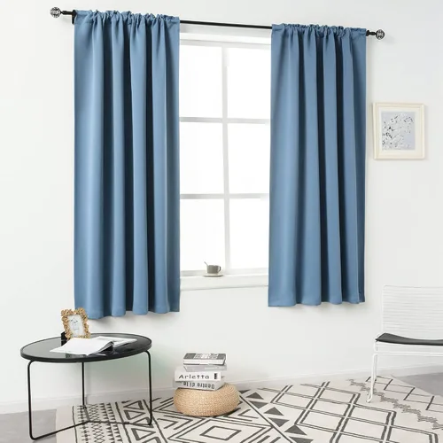 Miniatura 40 de DUALIFE Cortinas opacas de 45 pulgadas de largo, 2 paneles para ventanas pequeñas de dormitorio, aislamiento térmico, bolsillo para barra, cortinas