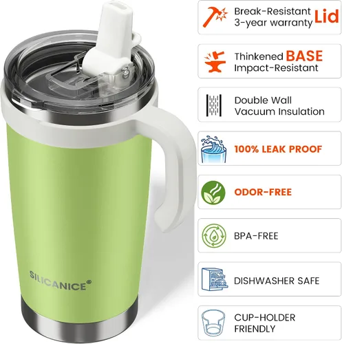 Miniatura 5 de Para café helado y licuados de frutas - Nunca vuelvas a beber de una tapa mohosa: vaso higiénico de 20 onzas, tapa 100% a prueba de fugas y boquilla