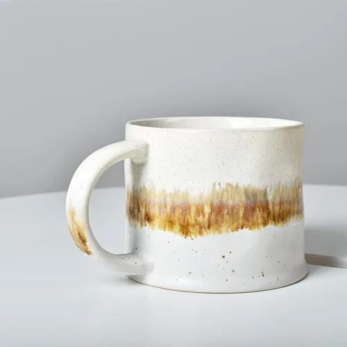Miniatura 6 de Bosmarlin Juego de 2 tazas de café medianas de cerámica, 15 onzas, taza de té grande de cerámica para oficina y hogar, apta para lavavajillas y Beige