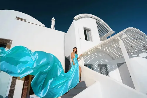 Miniatura 3 de long flowy train for gorgeous photoshoot, wedding dress, Satin flying dress with maxi engagement summer dress