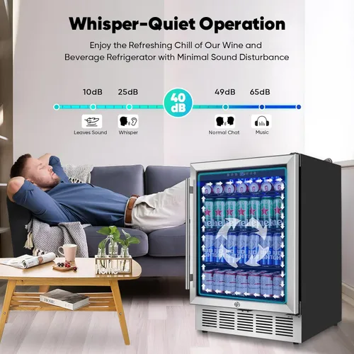 Miniatura 4 de ORYMUSE Refrigerador de bebidas de 24 pulgadas, enfriador de bebidas para 180 latas debajo del mostrador con puerta de vidrio y cerradura, mini