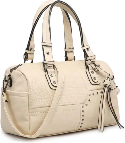 Dasein Bolso para mujer de cuero vegano suave, diseño de barril, grande, tipo "hobo", con asa superior, bolso de trabajo, de mano, de hombro