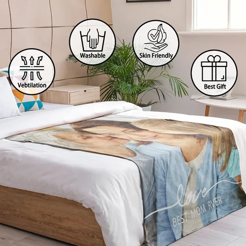 Miniatura 2 de Manta personalizada para el Día de la Madre con collage de fotos, manta personalizada con fotos para mamá, abuela, esposa regalos de hija e hijo