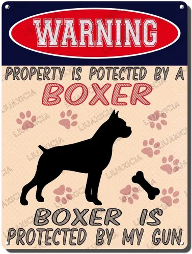 Miniatura 11 de LIUAXICIA Letreros divertidos de metal con texto en inglés "Warning Property is Potected by A American Bulldog is Protected by My Gun" The Coffee