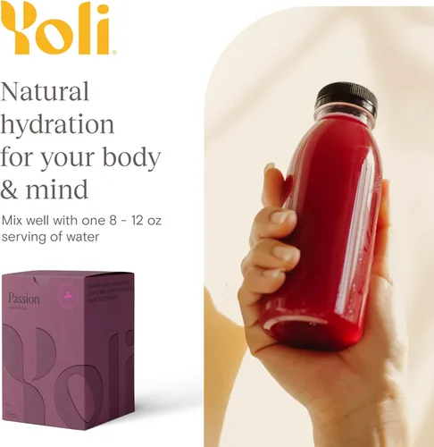 Miniatura 8 de Mezcla de bebida en polvo de energía Yoli® Passion - Mezcla natural para bebida energética para resistencia y resistencia, 30 sobres - Berry