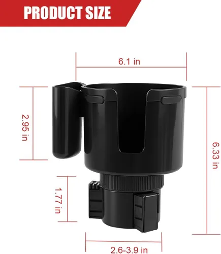 Miniatura 2 de Expansor de portavasos 2 en 1 con soporte para teléfono, adaptador extensor de portavasos de vehículo de 2.6 a 3.93 pulgadas con base expandible