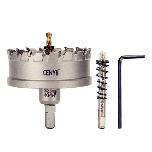 Miniatura 93 de 10 piezas (16-54 mm) Kit de sierra perforadora de carburo TCT para metales duros. Incluye 2 brocas de titanio, 1 broca piloto escalonada y 2 llaves