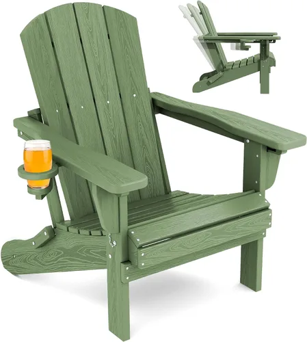 Miniatura 26 de SERWALL Silla Adirondack plegable ajustable, silla Adirondack reclinable con portavasos, Aruba