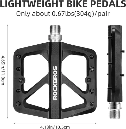 Miniatura 4 de ROCKBROS Pedales de bicicleta de montaña Pedales MTB Pedales ligeros de nailon compuesto Pedales planos de bicicleta 9/16 "DU Bearing Bike Pedales