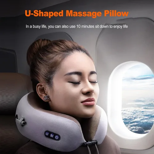Miniatura 2 de Ergocar Almohada de masaje masajeador de cuello para aliviar el dolor muscular cervical en forma de U, almohada de masaje para aliviar el estrés