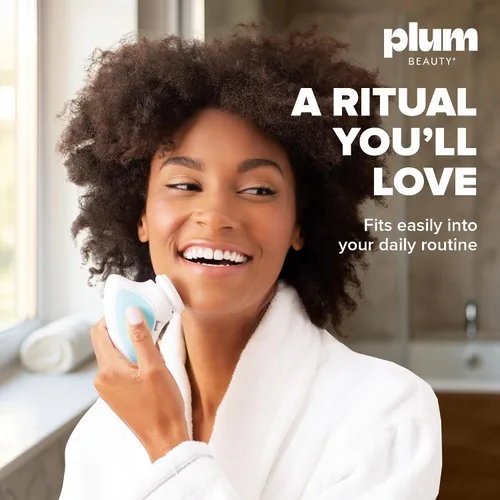 Miniatura 5 de Plum Beauty Cepillo de limpieza facial sónico, exfoliante eléctrico suave de doble velocidad, limpiador facial de silicona resistente al agua