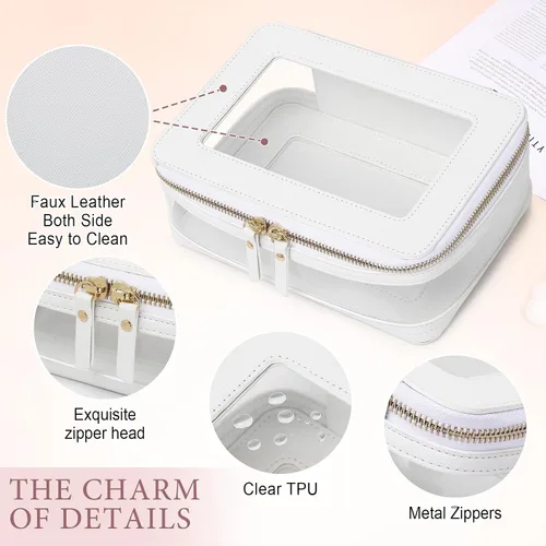 Miniatura 5 de Pinkmik Pequeña bolsa de maquillaje transparente, mini estuche para cosméticos, bolsa de aseo impermeable con cremallera, organizador de bolsos