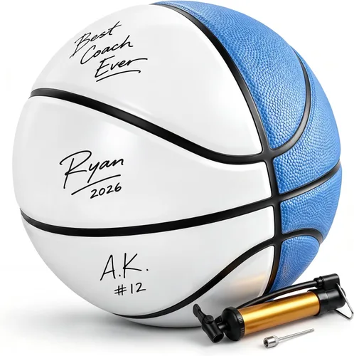 Miniatura 12 de Hiboom Autograph - Baloncesto firmado con bomba de aire, memorabilia, para premio, trofeo, banquete, senior, noche, hitos nocturnos, entrenador