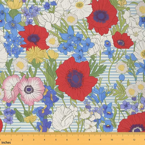 Miniatura 28 de Erosebridal - Tela de tapicería a rayas azules y blancas para sillas, sofá, suministros de costura de tela de franela a rayas geométricas, líneas