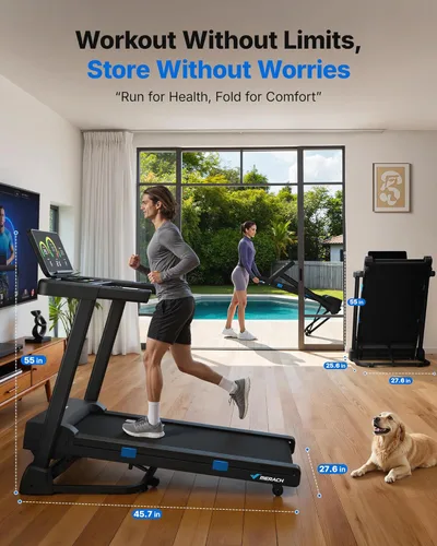 Miniatura 6 de MERACH Treadmills for Home with Incline 0%-15%, 300 LBS Capacity Double Deck Foldable Treadmill with Incline, 0.5-7.5MPH Quiet 2.5HP Brushless