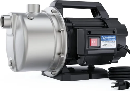 Miniatura 8 de Aquastrong Bomba de pozo poco profundo portátil de 1.2 HP, 1209 GPH, 115V, de acero inoxidable, bomba de riego para aspersores/transferencia de agua