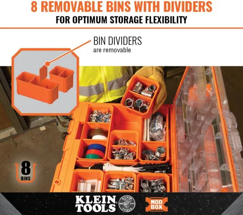 Miniatura 4 de Klein Tools 54806MB MODbox - Caja de compartimento alto, organizador de herramientas de ancho completo, caja de herramientas de piezas pequeñas